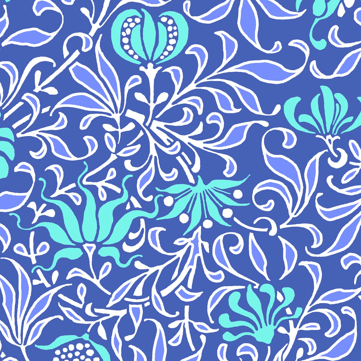 Blue floral patterned lswatch 100% cotton women's pajama set