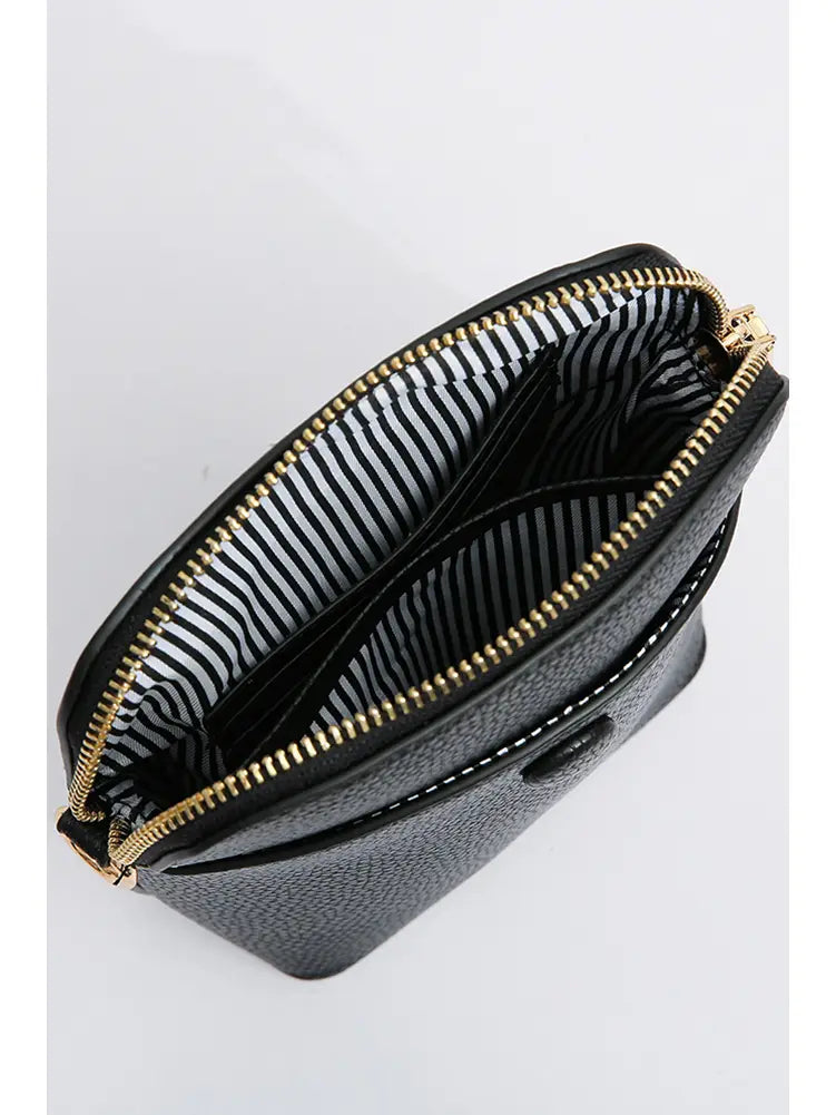 Solid Mini Crossbody Bag with Strap - Black