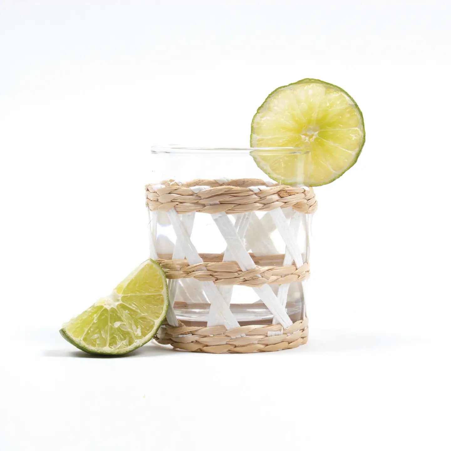 White Rattan Glass with lime slices