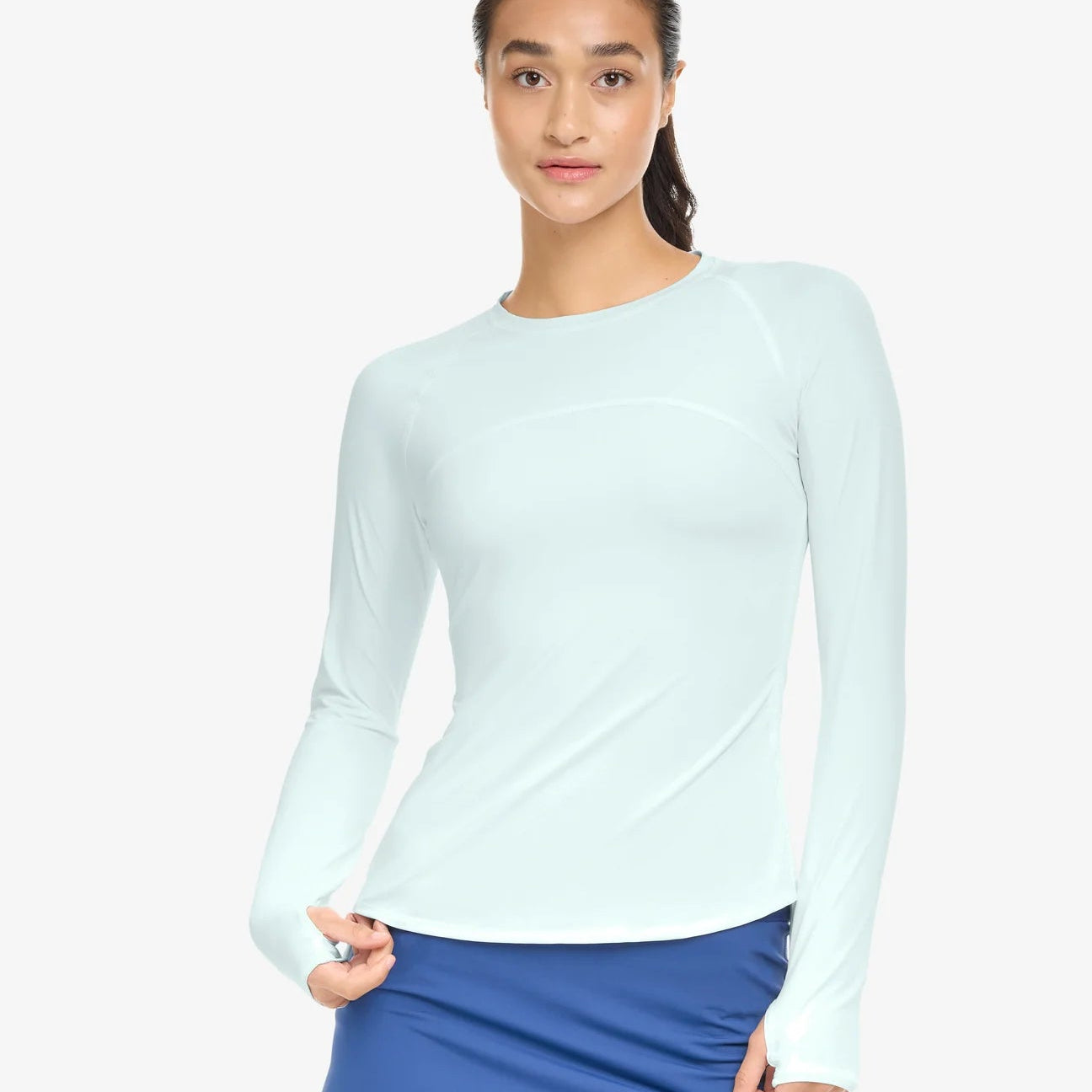 Ice Blue long sleeve drawstring top by Bloq-UV.