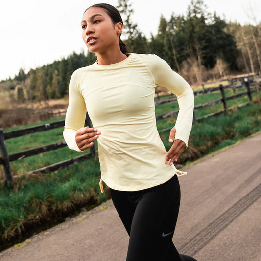WOMEN'S DRAWSTRING CREW SUN SHIRT - Lemon Yellow