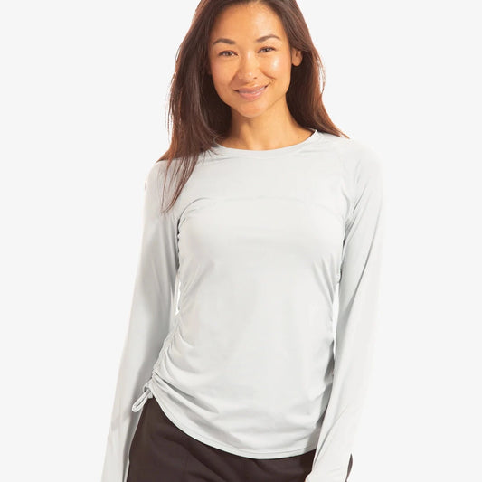 WOMEN'S DRAWSTRING CREW SUN SHIRT - Soft Grey