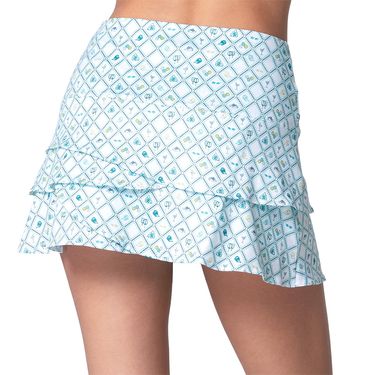 Back view of Lucky in Love Eyelet You Win collection Pickleball Skirt features a scalloped hem, pickleball print, and built-in ball shorts.