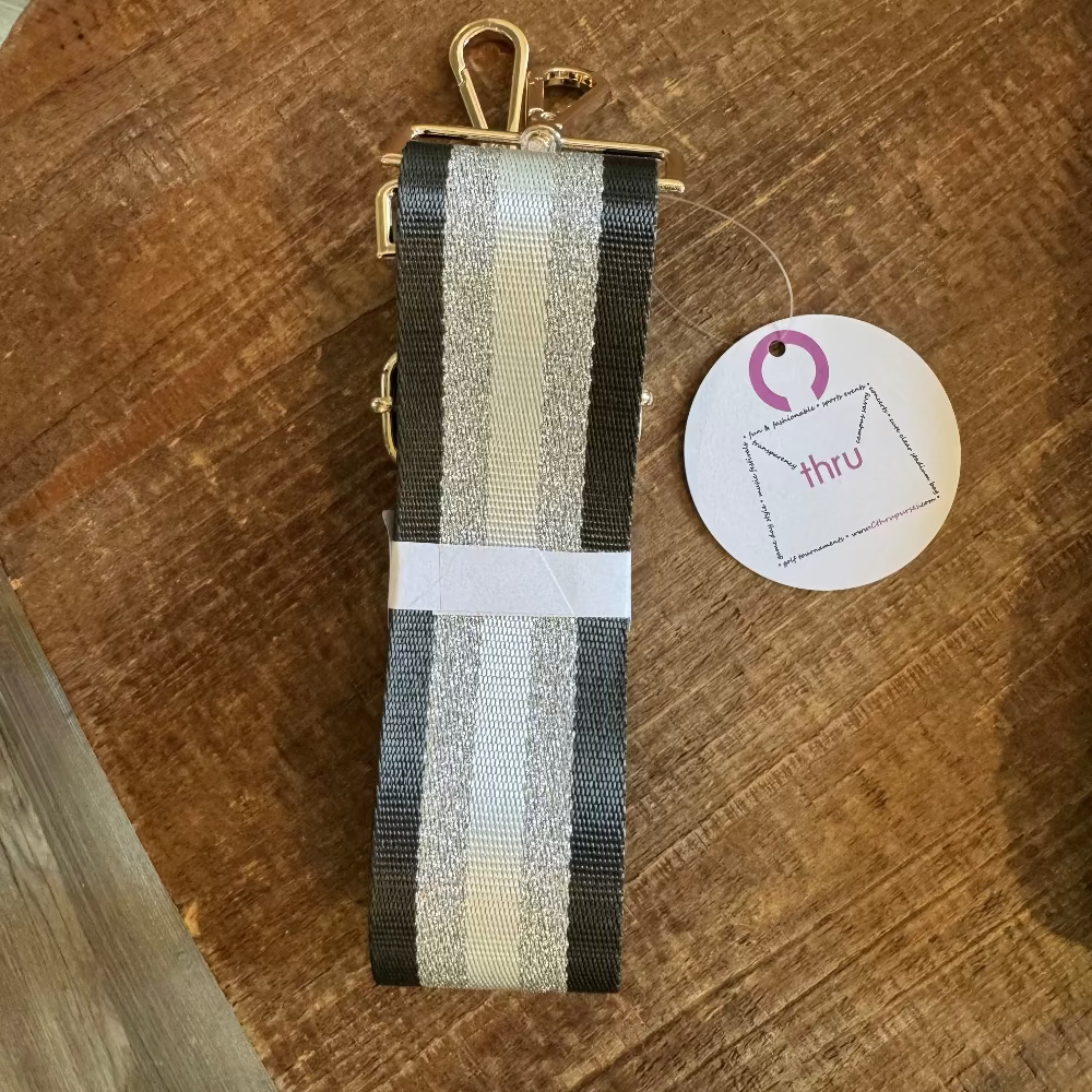 Stripe Pattern Bag Strap - Dk Grey