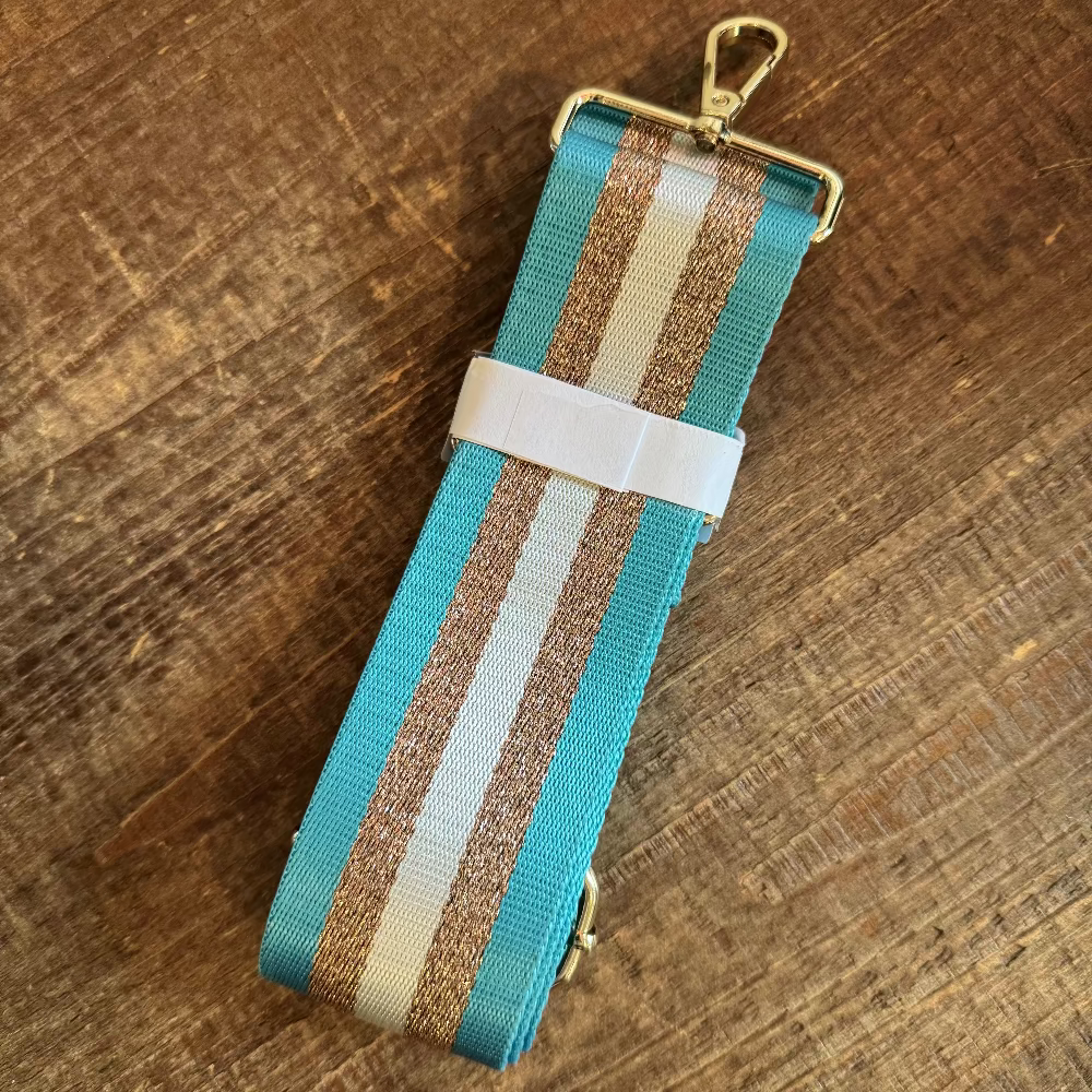 Stripe Pattern Bag Strap - Aqua