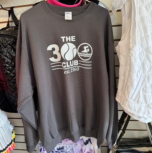 Charcoal sweatshirt with 'The 300 Club'  logo printed in white.