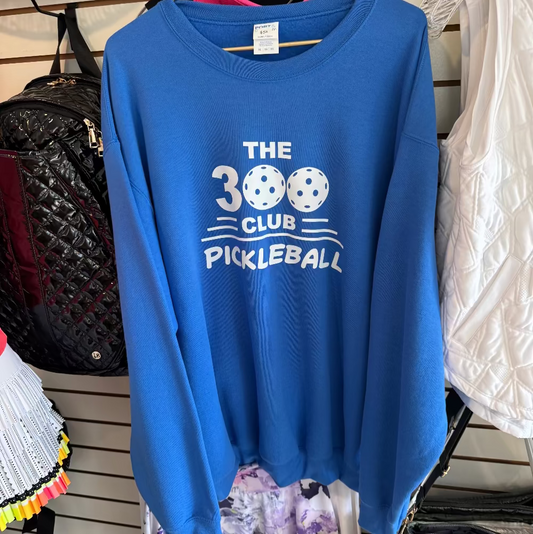 Royal Blue sweatshirt with 'The 300 Club Pickleball' logo in white.