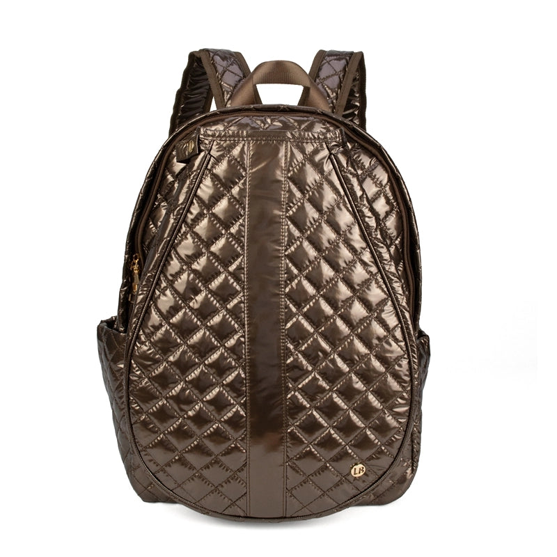 tennis backpack in color cappuccino that holds two rackets