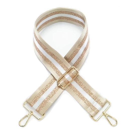 Stripe Pattern Bag Strap - Beige