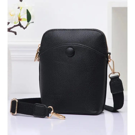 Solid Mini Crossbody Bag with Strap - Black