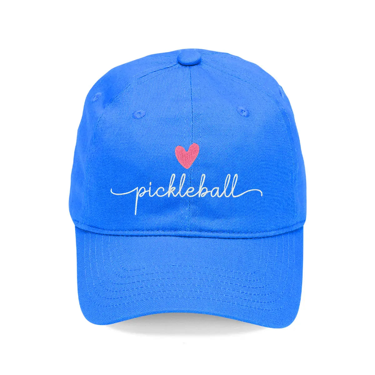 Blue cap with 'pickleball' and a heart design on a white background