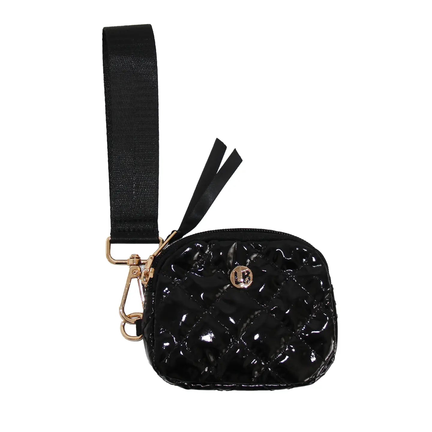black qulited Lemonbella wallet wristlet, color onyx