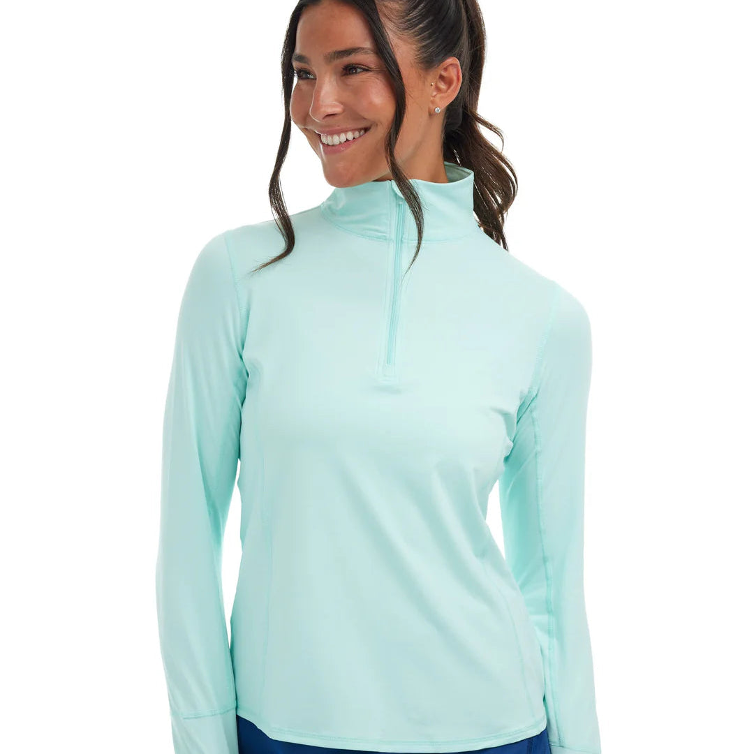 Long sleeve Bloq-UV relaxed fit, half zip, 50 SPF, color mint, Style 3002
