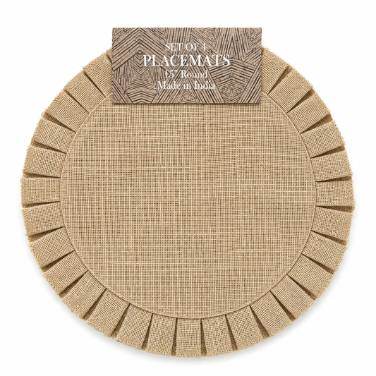 Natural Burlap Ruffle Placemats – Set of 4