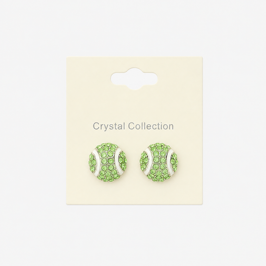 green bling tennis ball earrings