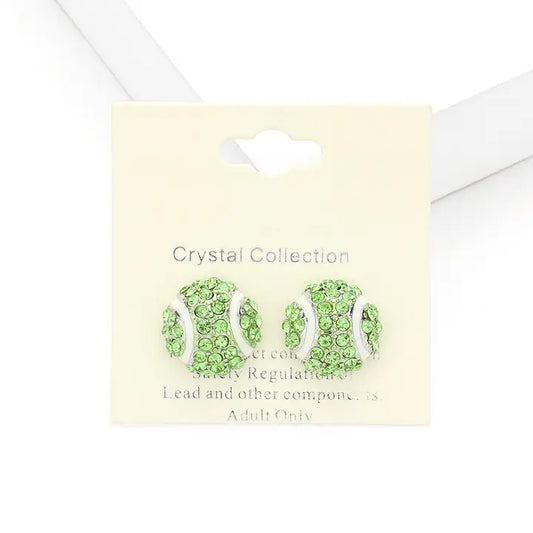 Green crystal rhinestone stud earrings